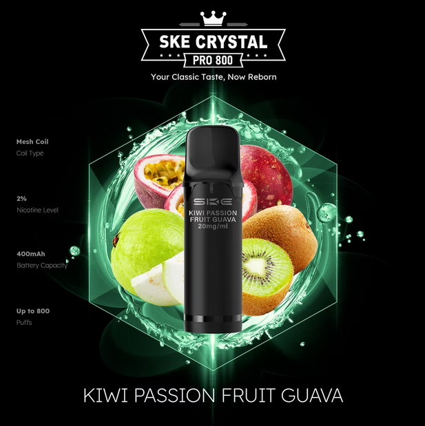 SKE Crystal Pro 800 2er Pod-Packung - 2% Nikotin (Kompatibel mit ELFA Basisgerät)
