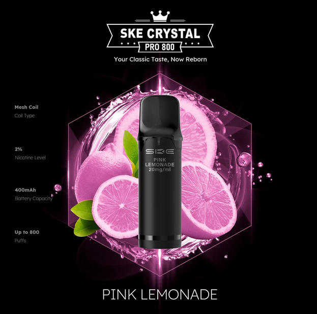 SKE Crystal Pro 800 2er Pod-Packung - 2% Nikotin (Kompatibel mit ELFA Basisgerät)