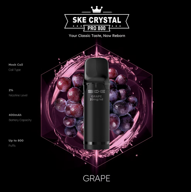 SKE Crystal Pro 800 2er Pod-Packung - 2% Nikotin (Kompatibel mit ELFA Basisgerät)