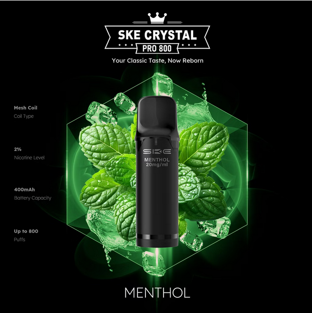 SKE Crystal Pro 800 2er Pod-Packung - 2% Nikotin (Kompatibel mit ELFA Basisgerät)
