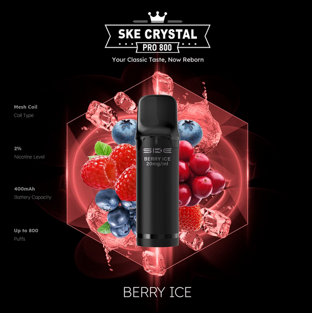 SKE Crystal Pro 800 2er Pod-Packung - 2% Nikotin (Kompatibel mit ELFA Basisgerät)