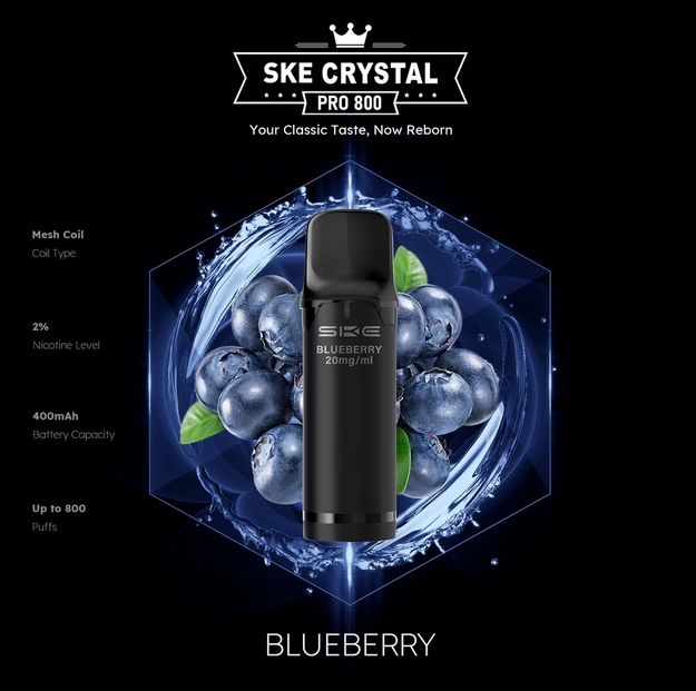 SKE Crystal Pro 800 2er Pod-Packung - 2% Nikotin (Kompatibel mit ELFA Basisgerät)