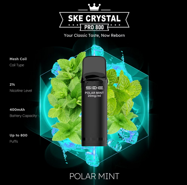 SKE Crystal Pro 800 2er Pod-Packung - 2% Nikotin (Kompatibel mit ELFA Basisgerät)