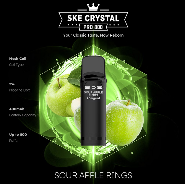 SKE Crystal Pro 800 2er Pod-Packung - 2% Nikotin (Kompatibel mit ELFA Basisgerät)